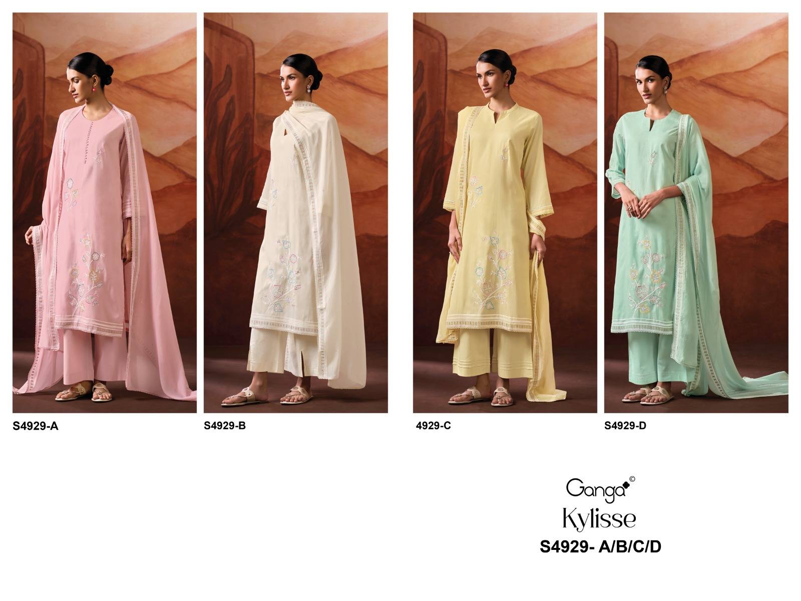 KYLISSE 4929 BY GANGA Fashion Stylish Beautiful Colourful BEMBERG SILK Dresses At Wholesale Price